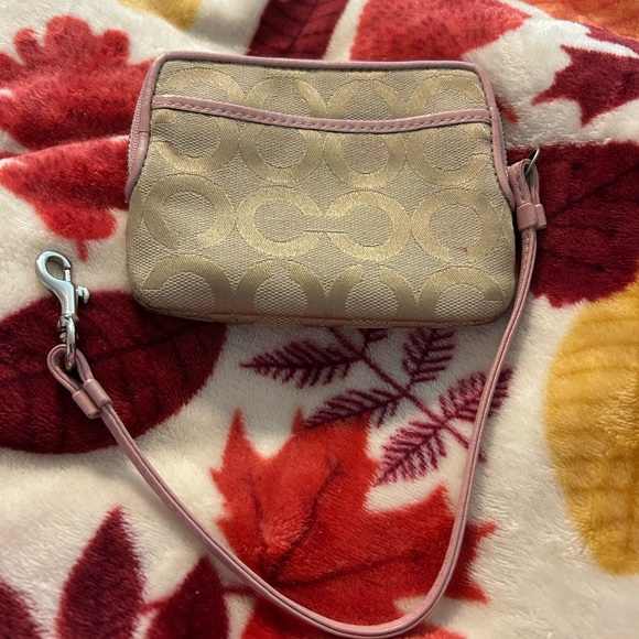 Coach Poppy Beige and Pink Wristlet - Picture 3 of 7